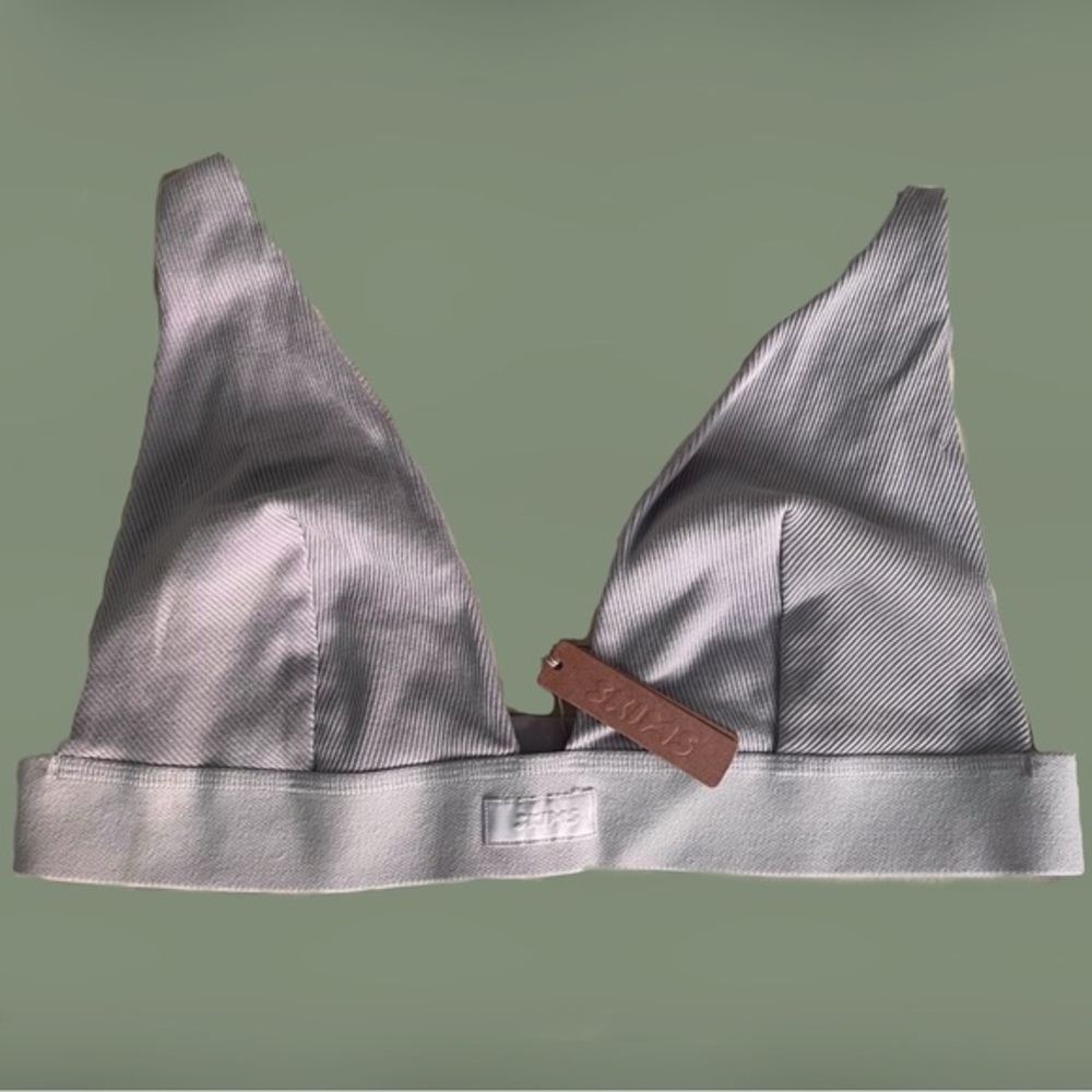 NEW Skims Ribbed Cotton Plunge Bralette Unlined Wireless